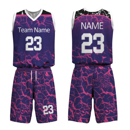 Custom Purple Camouflage White Lilac Basketball Uniform Jersey