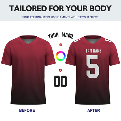 Custom Red White-Black Authentic 3D Football Jersey