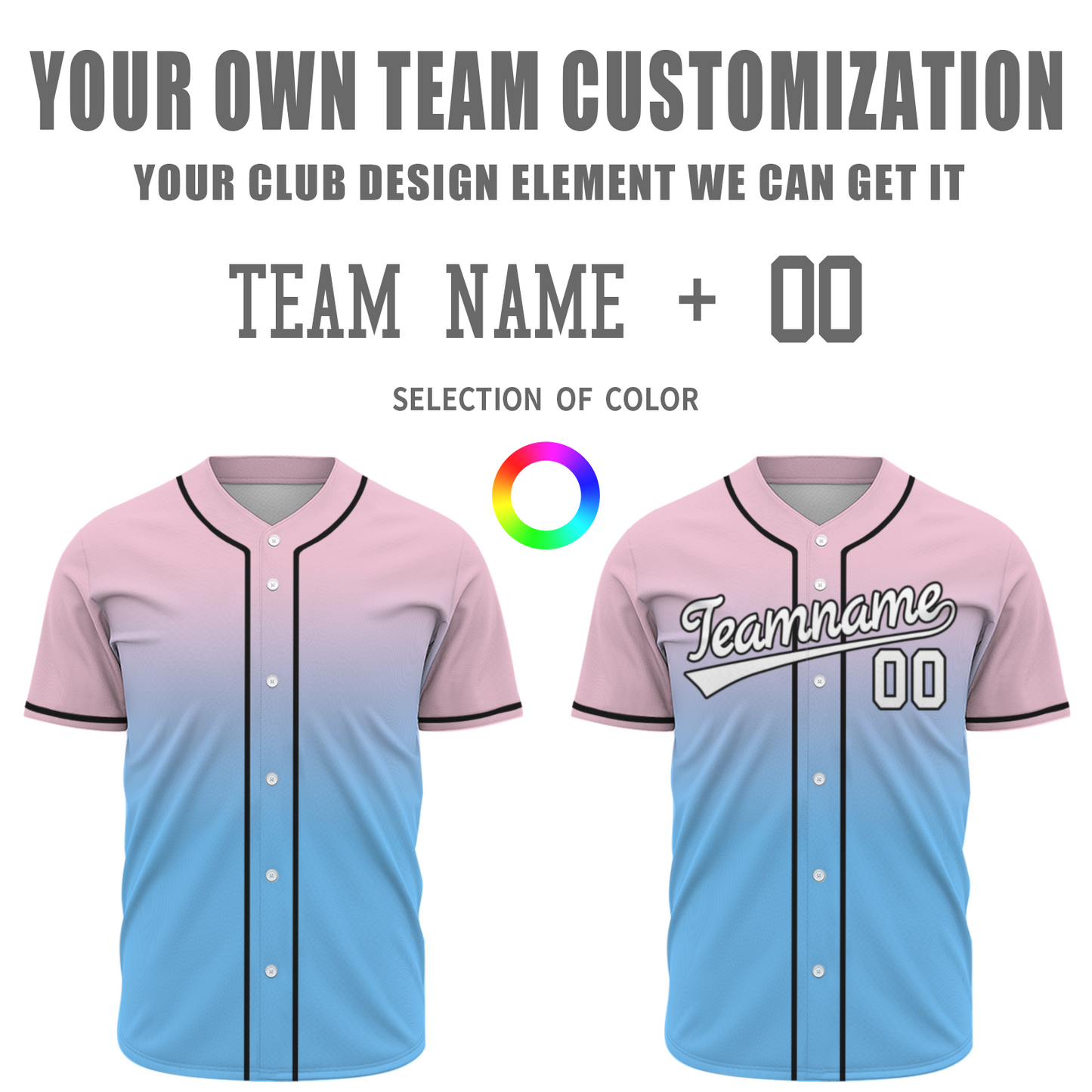 Custom Pink Blue White-Black  Aunthentic Fade Fashion Baseball Jersey