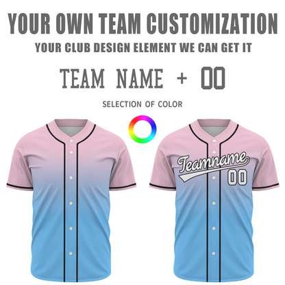 Custom Pink Blue White-Black  Aunthentic Fade Fashion Baseball Jersey
