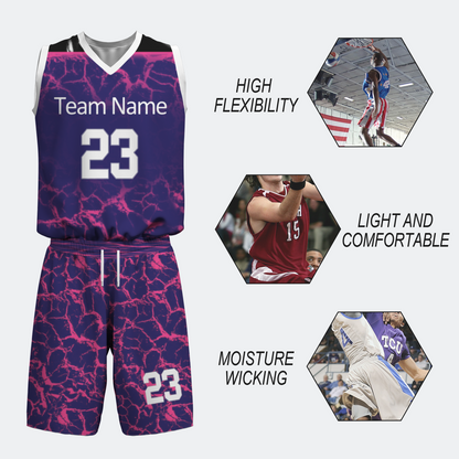 Custom Purple Camouflage White Lilac Basketball Uniform Jersey