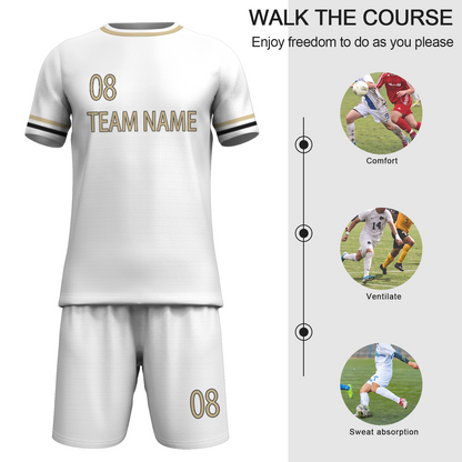 Custom White Black-White Sublimation Soccer Uniform Jersey