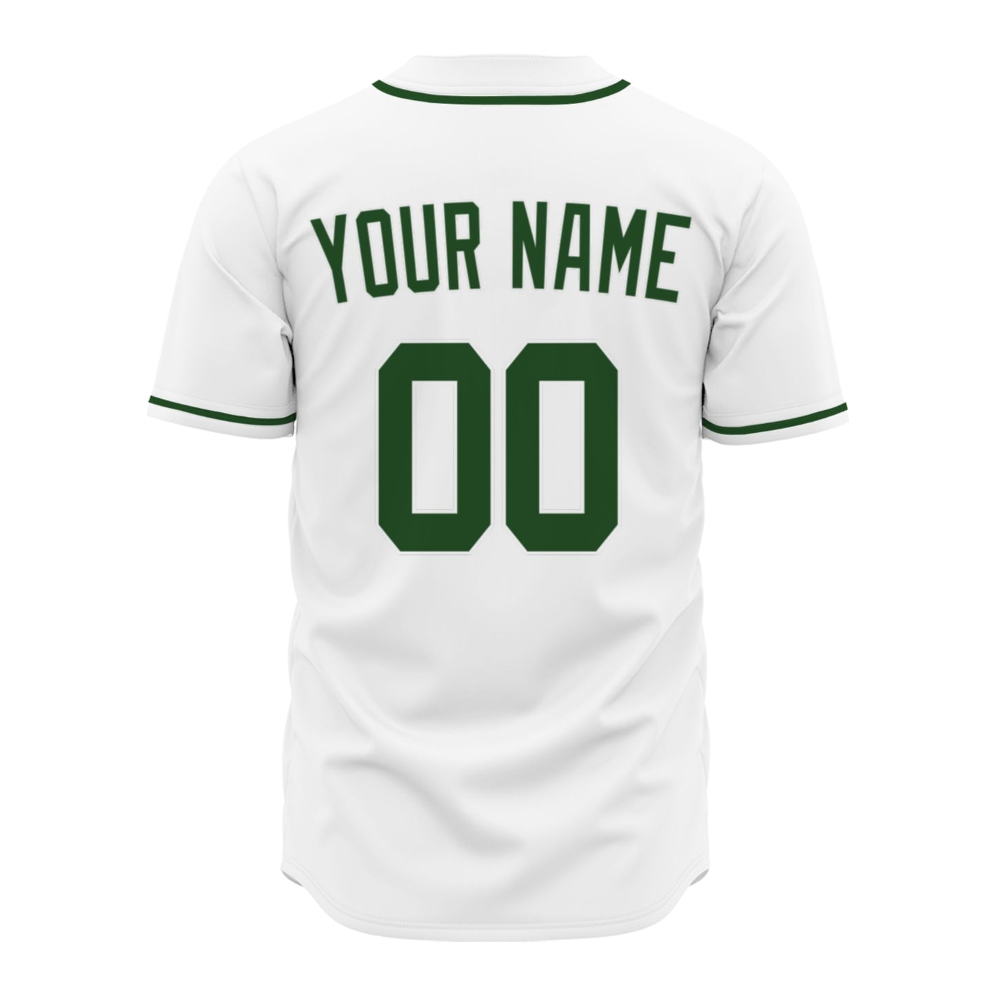 Custom Baseball Jersey - Personalized White Shirt with Green Trim - Full Sublimation for Men Women- Personalized Team Sportswear printed or Stitched Name Number (Size S-8XL)