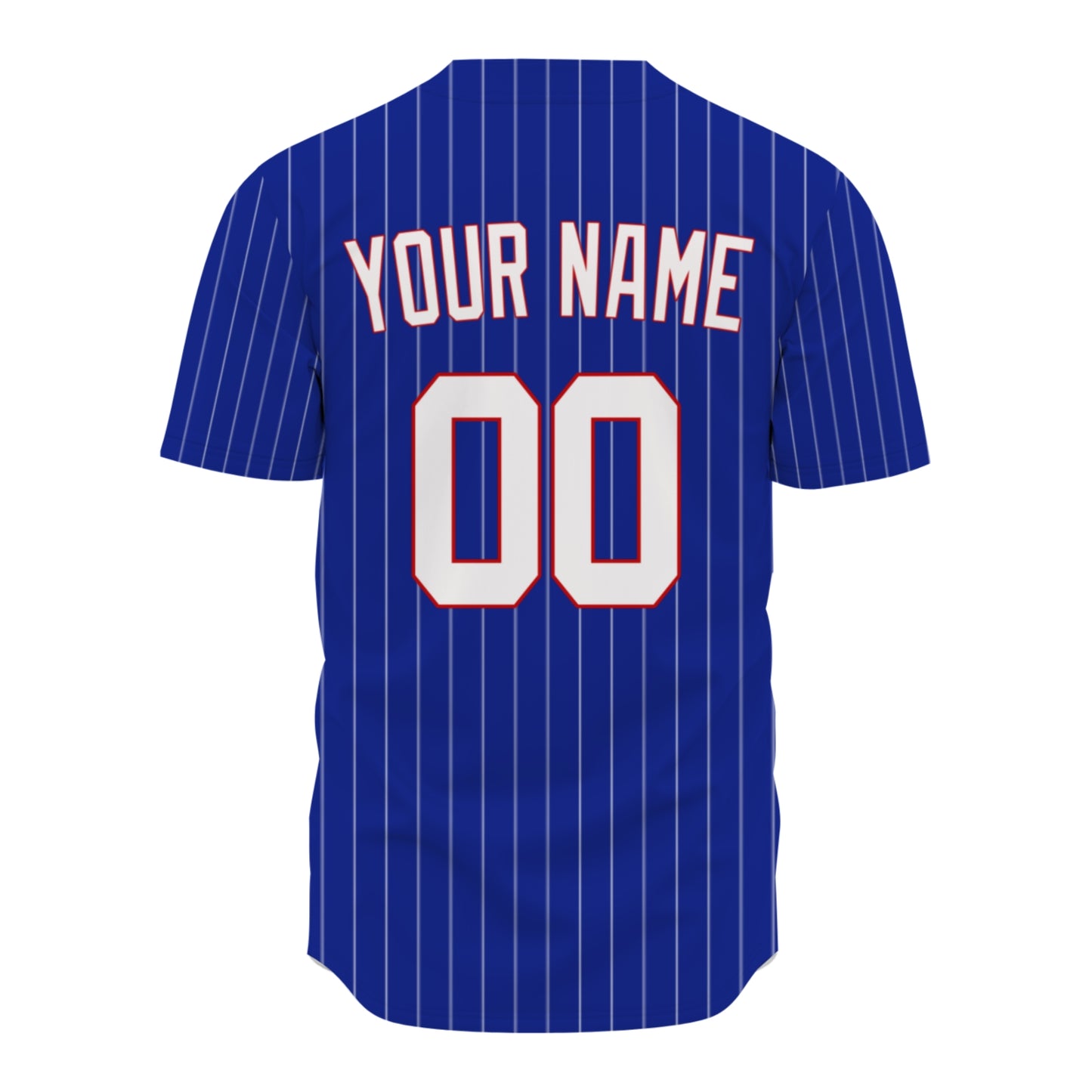Custom Baseball Jersey - Personalized Royal Blue Shirt with White Pinstripes - Full Sublimation