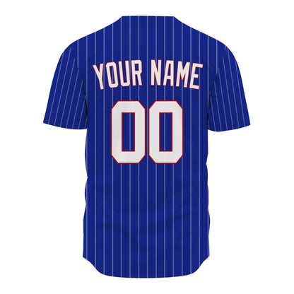 Custom Baseball Jersey - Personalized Royal Blue Shirt with White Pinstripes - Full Sublimation
