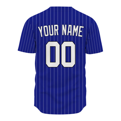 Custom Baseball Jersey - Royal Blue Shirt with White Pinstripes - Full Sublimation