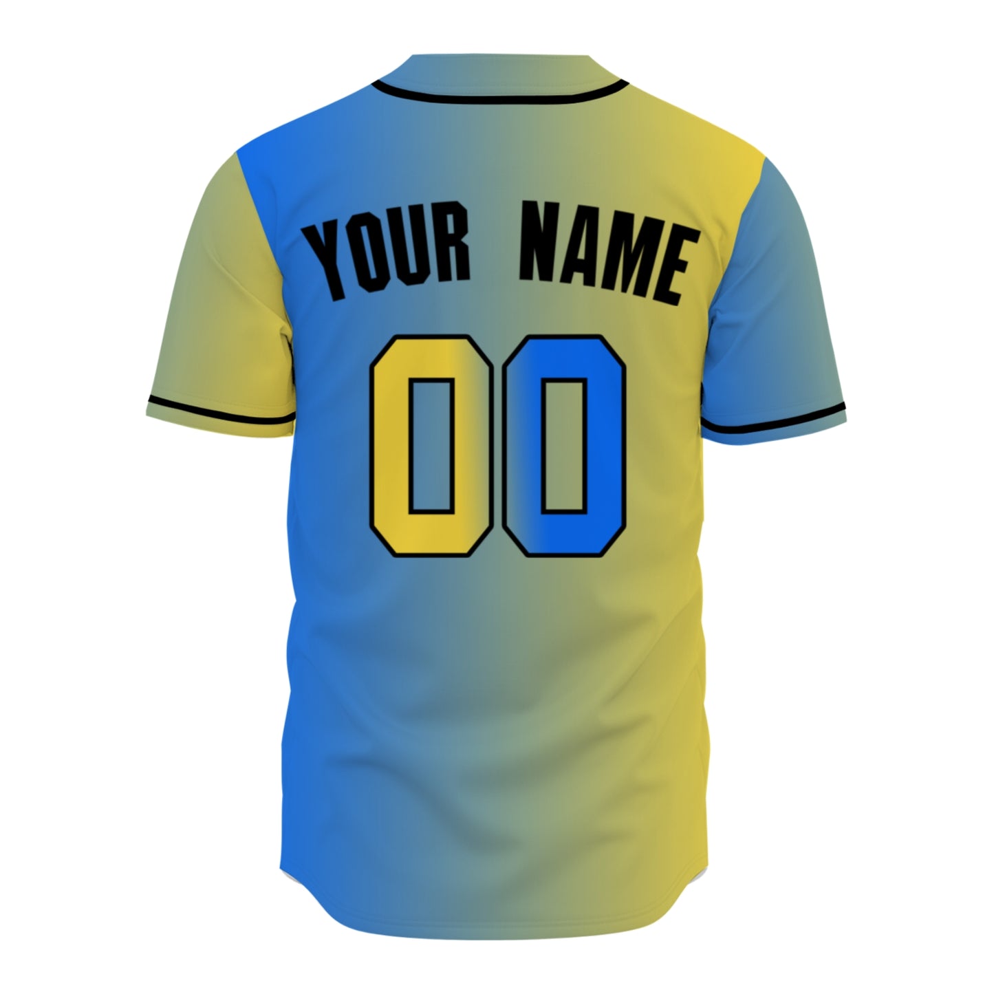 Custom Baseball Jersey - Personalized Gradient Shirt with Blue & Yellow Split Design