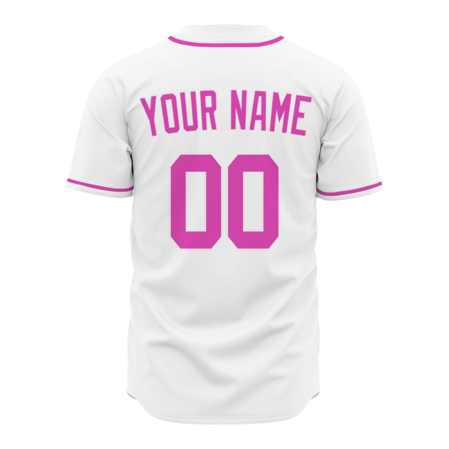 Custom Baseball Jersey - Personalized White Shirt with Pink Lettering - Full Sublimation