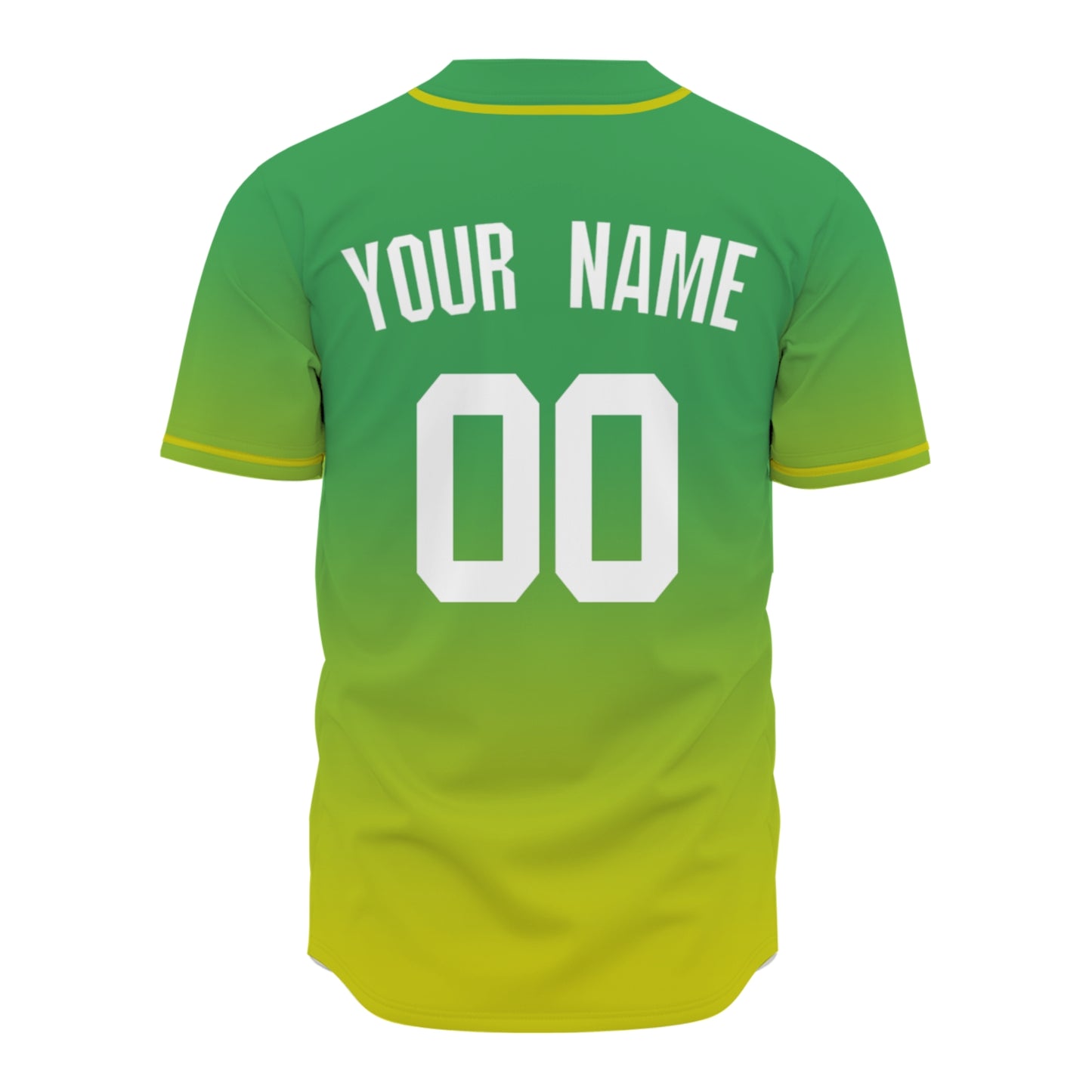 Custom Baseball Jersey - Personalized Gradient Shirt with Green & Yellow Design - Full Sublimation