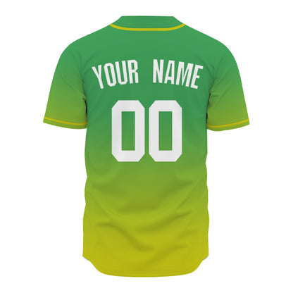 Custom Baseball Jersey - Personalized Gradient Shirt with Green & Yellow Design - Full Sublimation