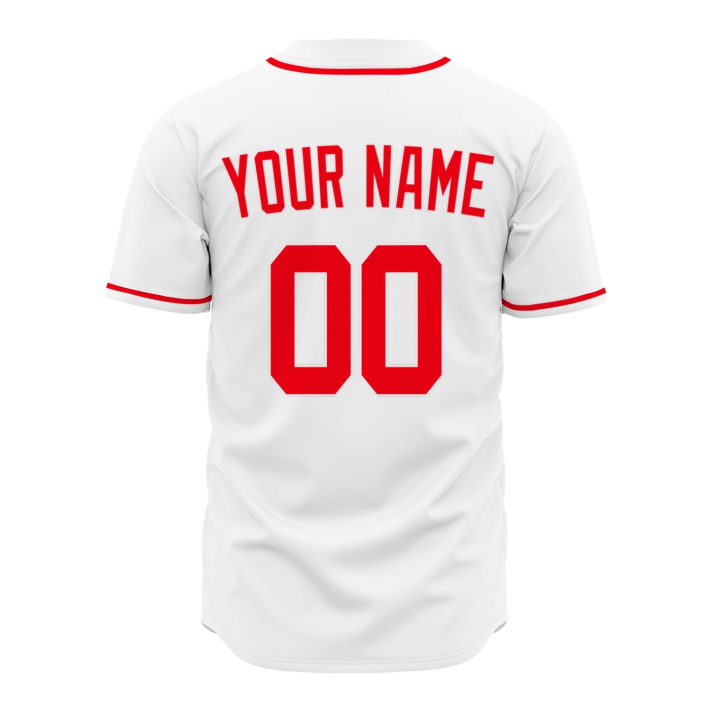 Custom Baseball Jersey - Personalized White Shirt with Red Piping - Full Sublimation for Men Women- Personalized Team Sportswear printed or Stitched Name Number (Size S-8XL)