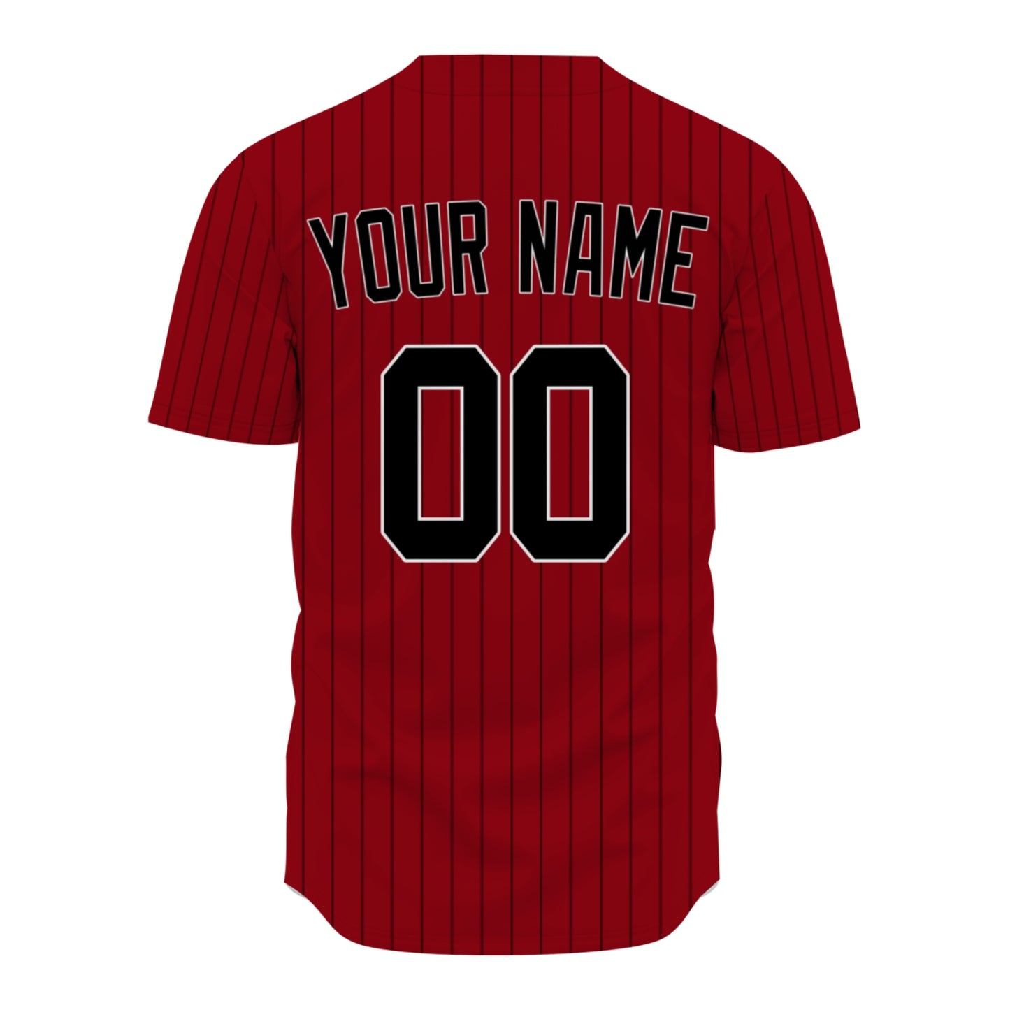 Custom Baseball Jersey - Personalized Maroon Shirt with Pinstripes & Black Graphics