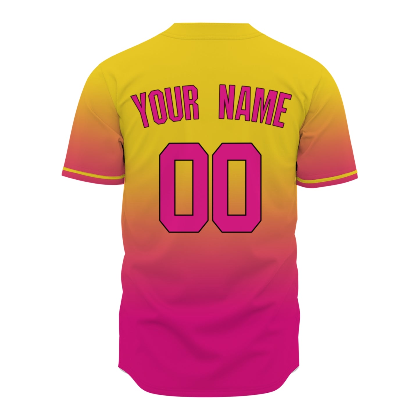 Custom Baseball Jersey - Personalized Gradient Shirt with Yellow & Pink Design - Full Sublimation
