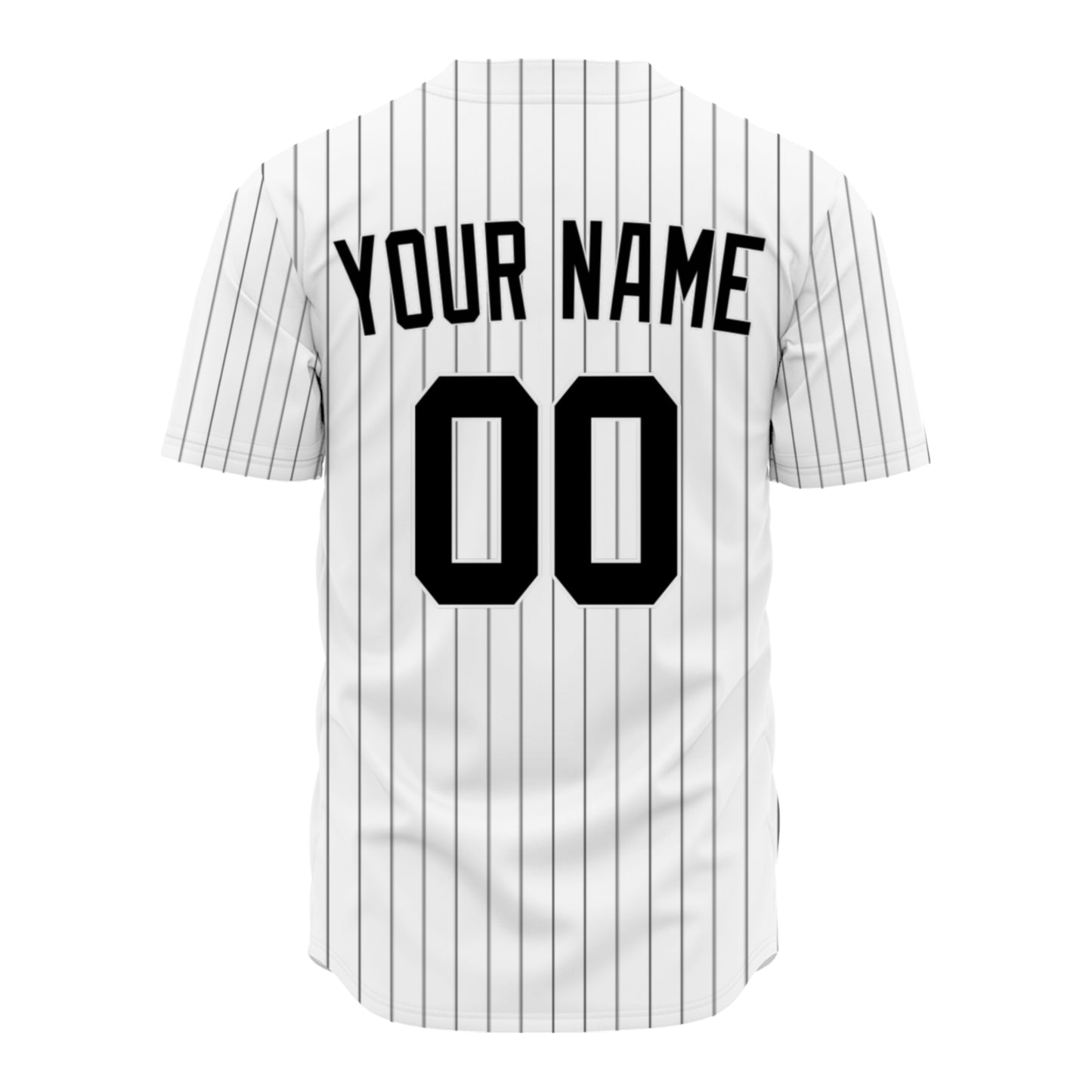 Custom Baseball Jersey - Personalized White Shirt with Black Pinstripes - Full Sublimation