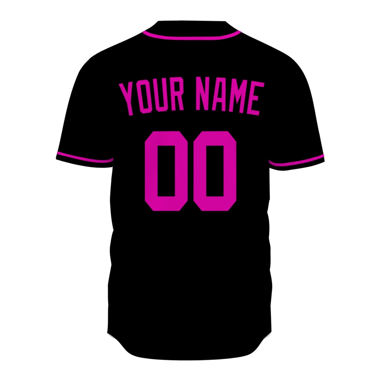 Custom Baseball Jersey - Personalized Black Shirt with Pink Piping - Full Sublimation