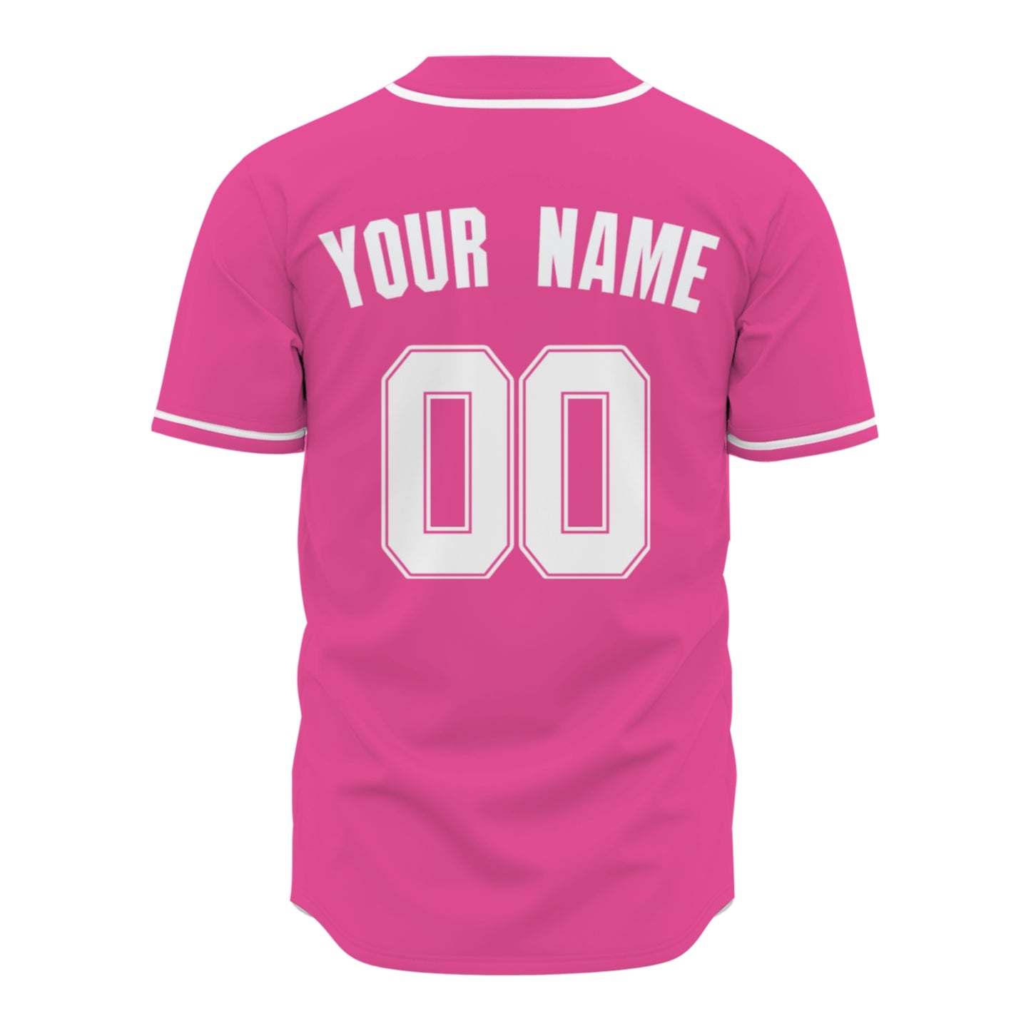 Custom Baseball Jersey - Personalized Pink Shirt with White Piping - Full Sublimation