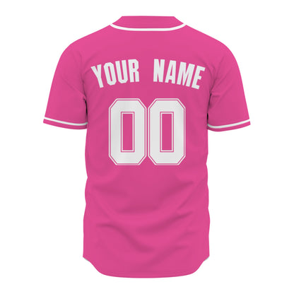 Custom Baseball Jersey - Personalized Pink Shirt with White Piping - Full Sublimation