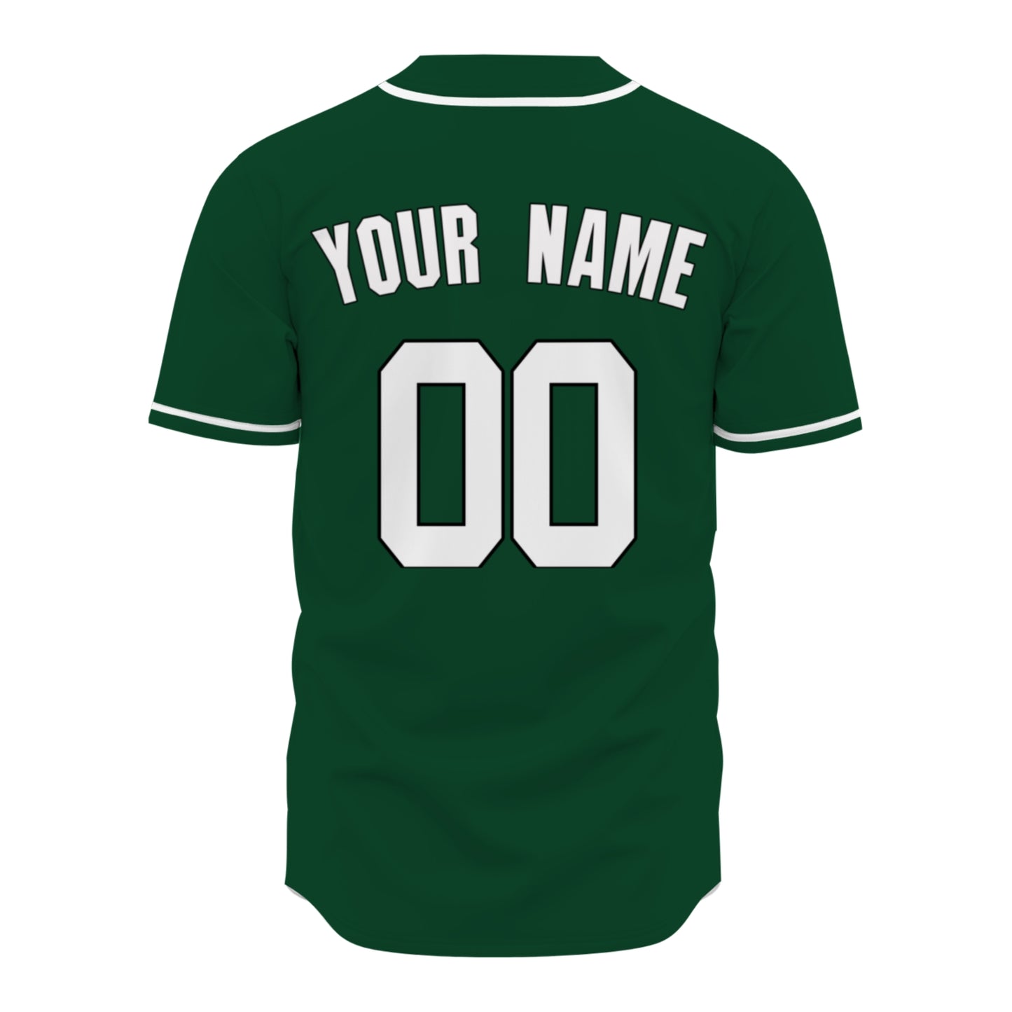 Custom Baseball Jersey - Personalized Forest Green Shirt with White Piping - Full Sublimation