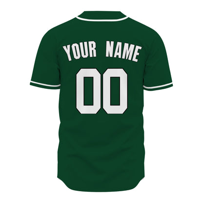 Custom Baseball Jersey - Personalized Forest Green Shirt with White Piping - Full Sublimation