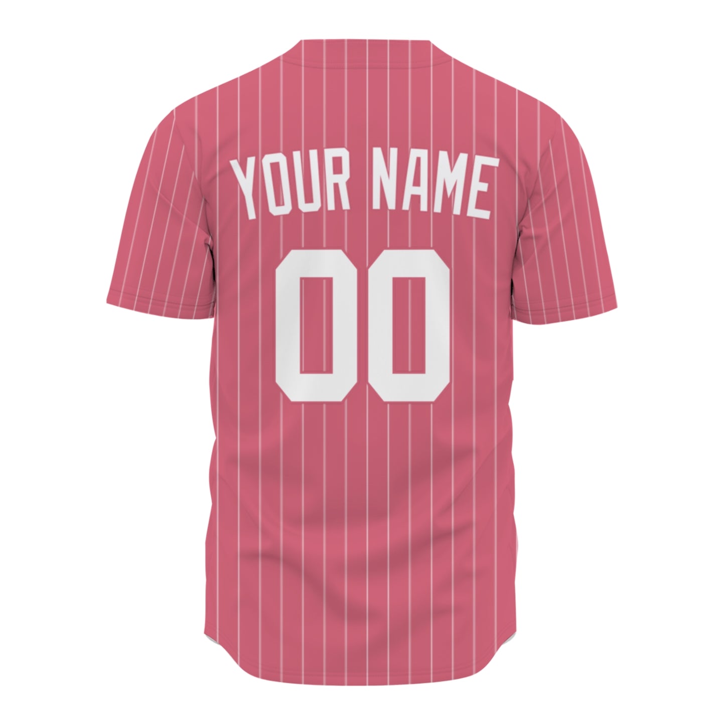 Custom Baseball Jersey - Personalized Rose Red Shirt with White Pinstripes - Full Sublimation