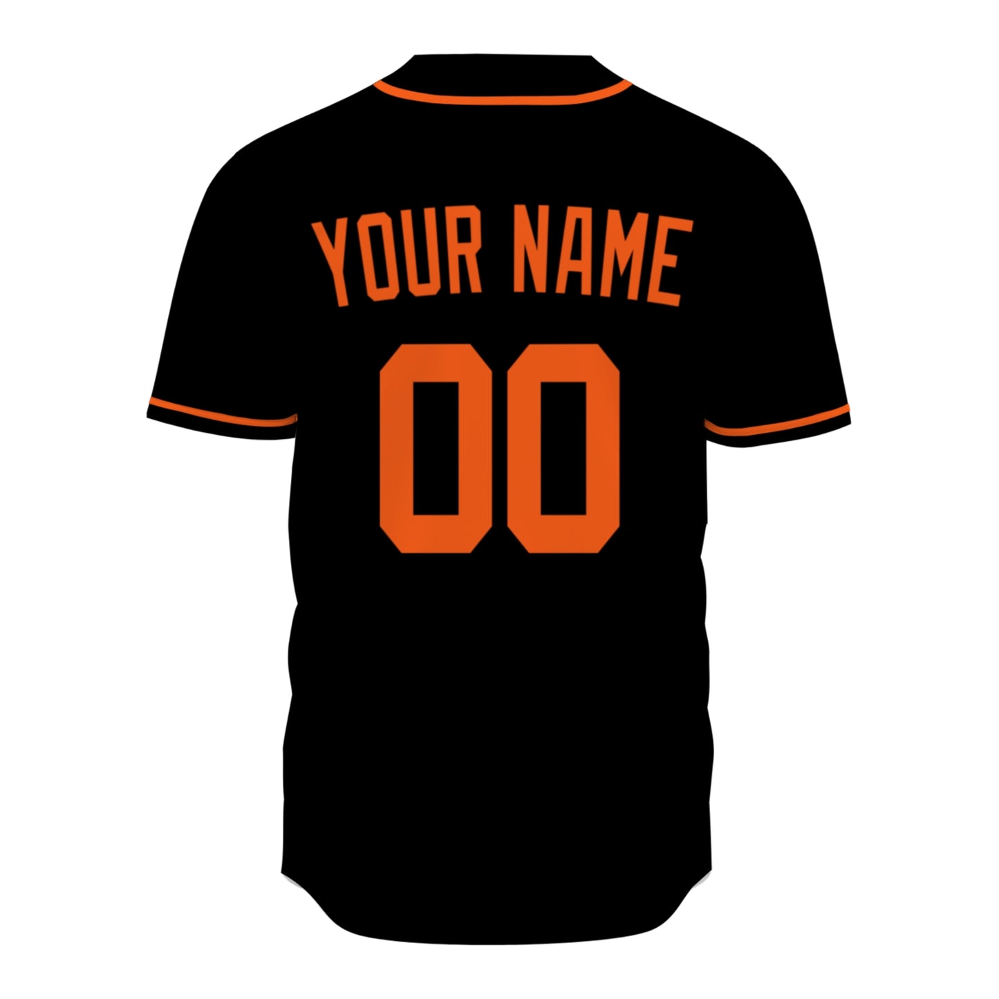 Custom Baseball Jersey - Personalized Black Shirt with Orange Piping - Full Sublimation