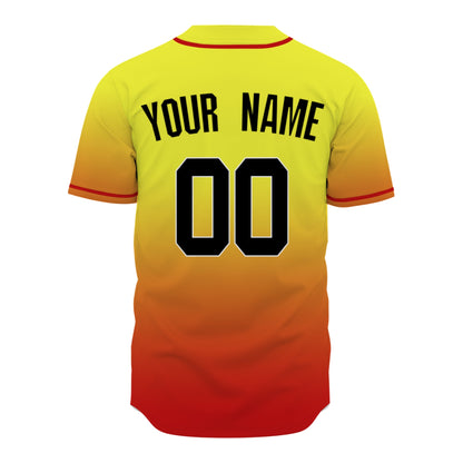 Custom Baseball Jersey - Personalized Gradient Shirt with Red Piping - Full Sublimation