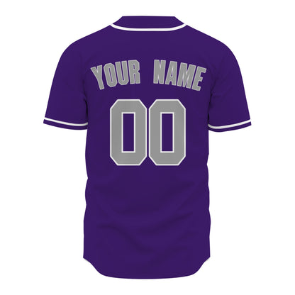 Custom Baseball Jersey - Personalized Purple Shirt with White Piping - Full Sublimation