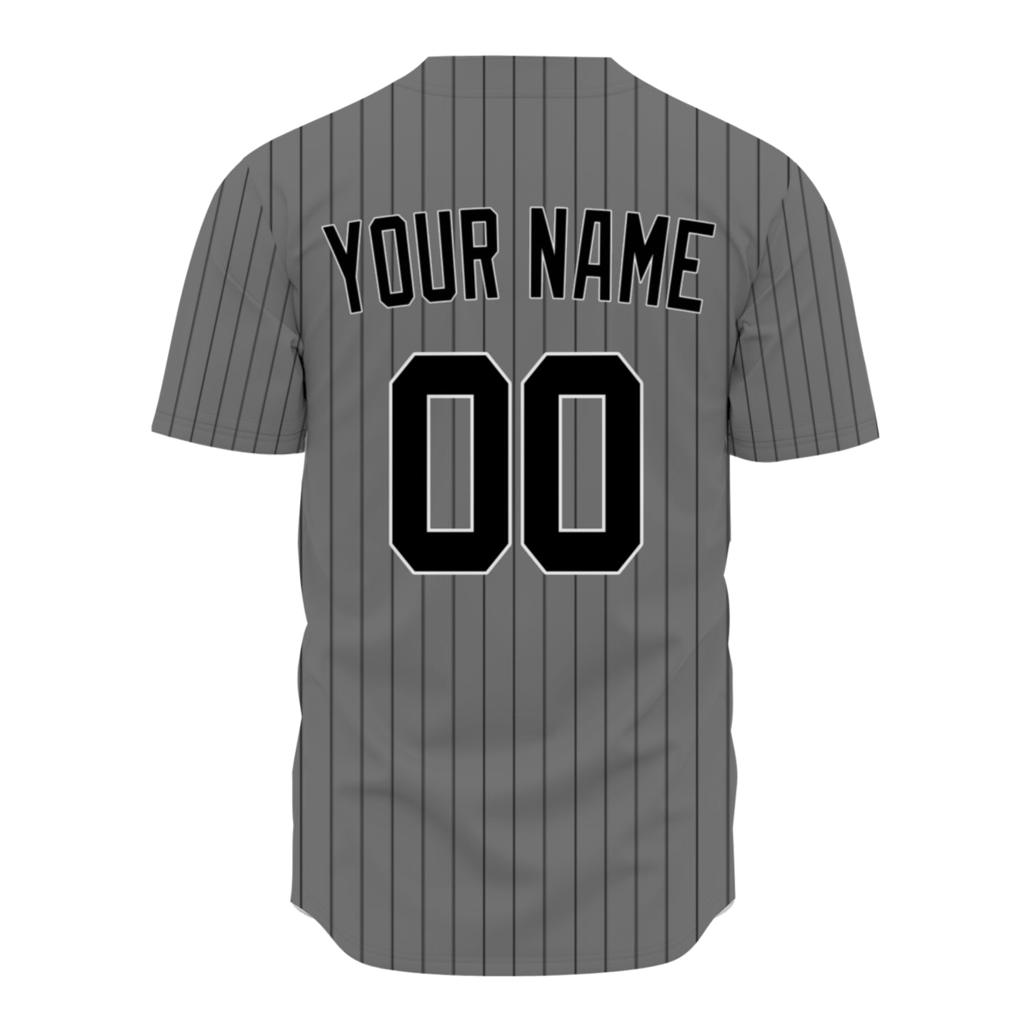 Custom Baseball Jersey - Personalized Grey Shirt with Dark Pinstripes - Full Sublimation