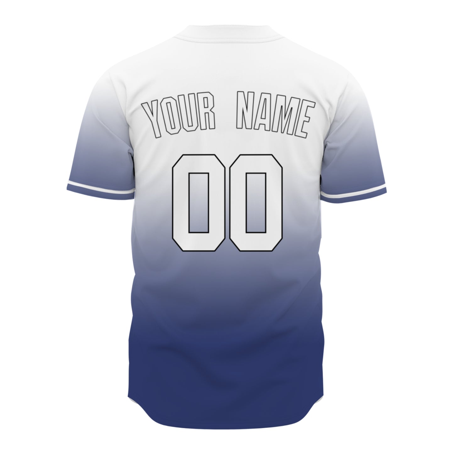 Custom Baseball Jersey - Personalized Gradient Shirt with White & Blue Design - Full Sublimation