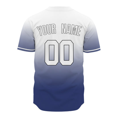 Custom Baseball Jersey - Personalized Gradient Shirt with White & Blue Design - Full Sublimation