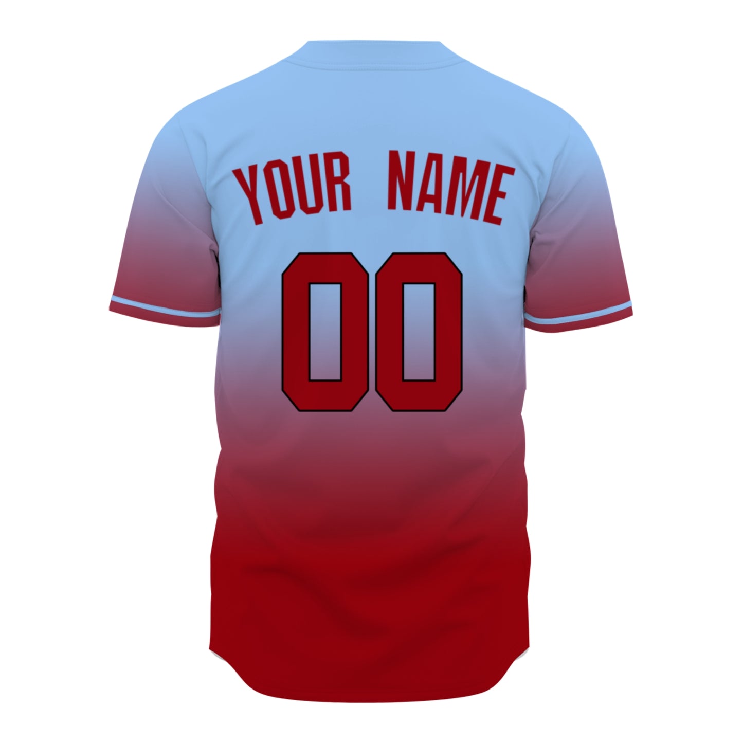 Custom Baseball Jersey - Personalized Gradient Shirt with Blue & Red Design - Full Sublimation