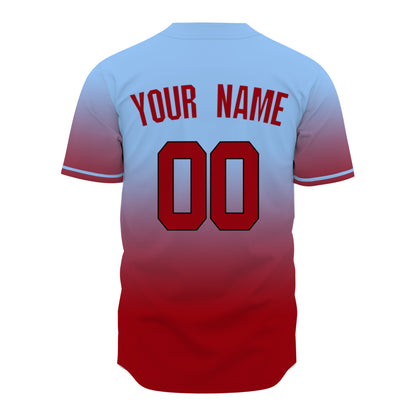 Custom Baseball Jersey - Personalized Gradient Shirt with Blue & Red Design - Full Sublimation