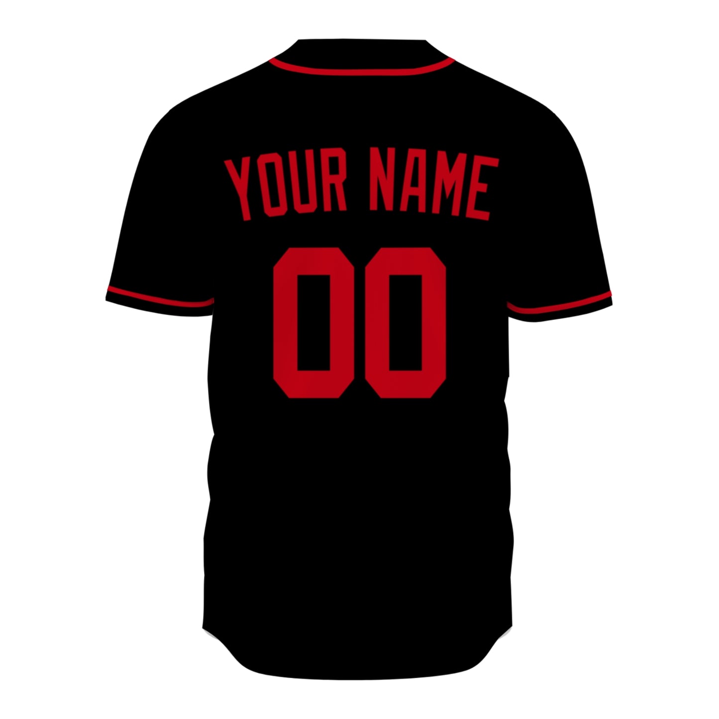 Custom Baseball Jersey - Personalized Black Shirt with Red Piping - Full Sublimation