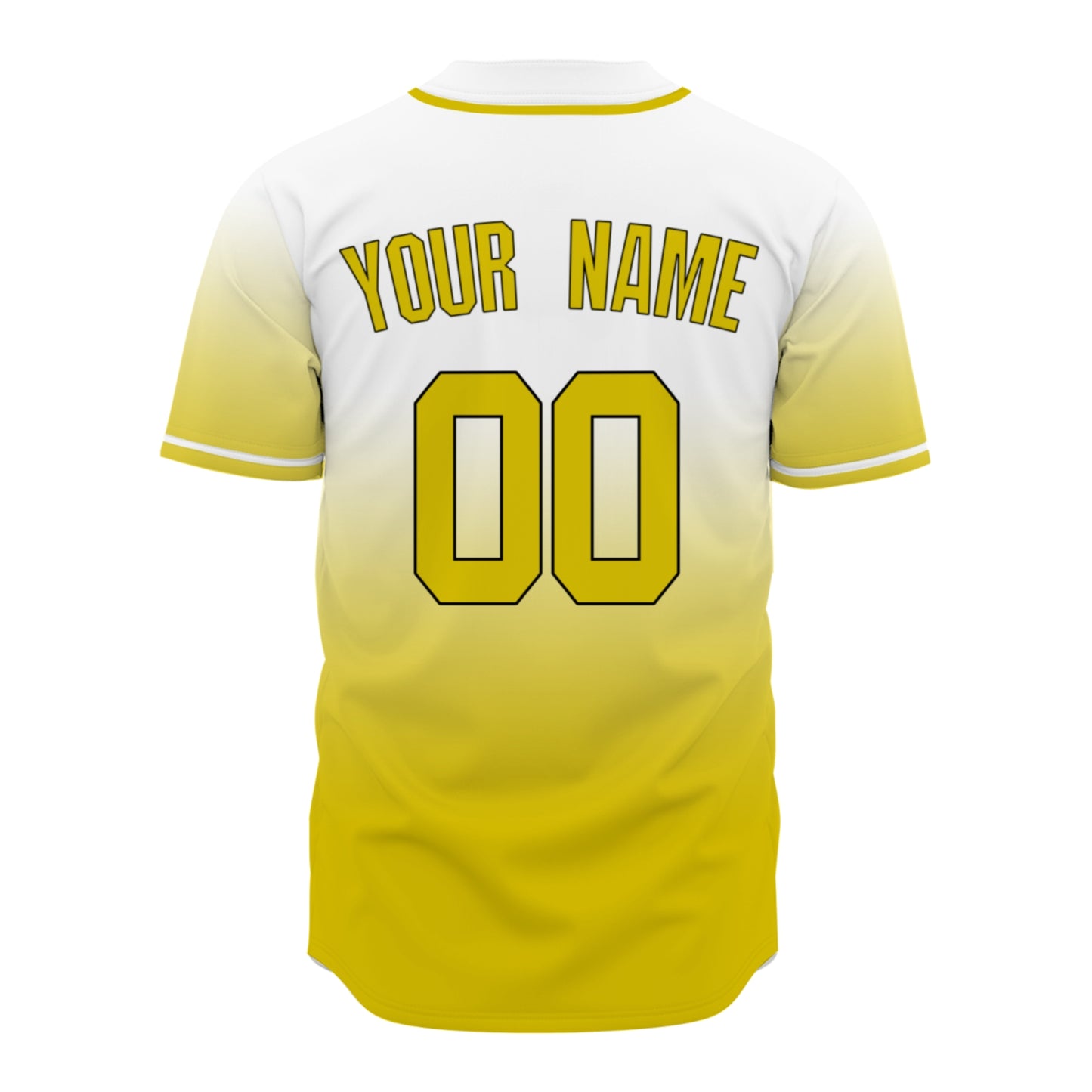 Custom Baseball Jersey - Personalized Gradient Shirt with White & Yellow Design - Full Sublimation