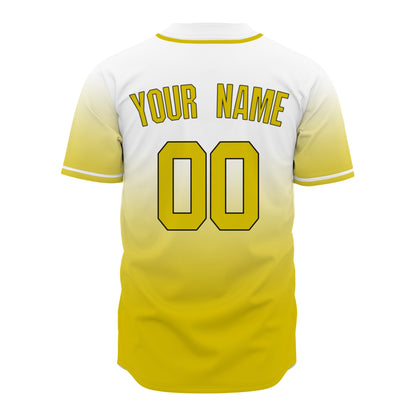 Custom Baseball Jersey - Personalized Gradient Shirt with White & Yellow Design - Full Sublimation