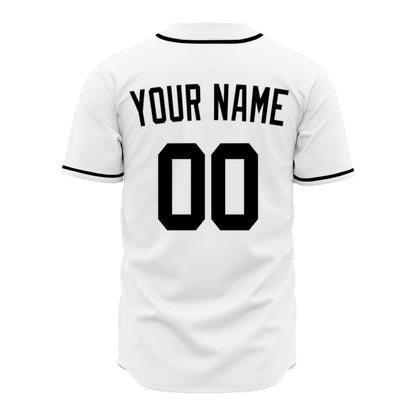 Custom Baseball Jersey - Personalized White Shirt with Black Piping - Full Sublimation for Men Women- Personalized Team Sportswear printed or Stitched Name Number (Size S-8XL)