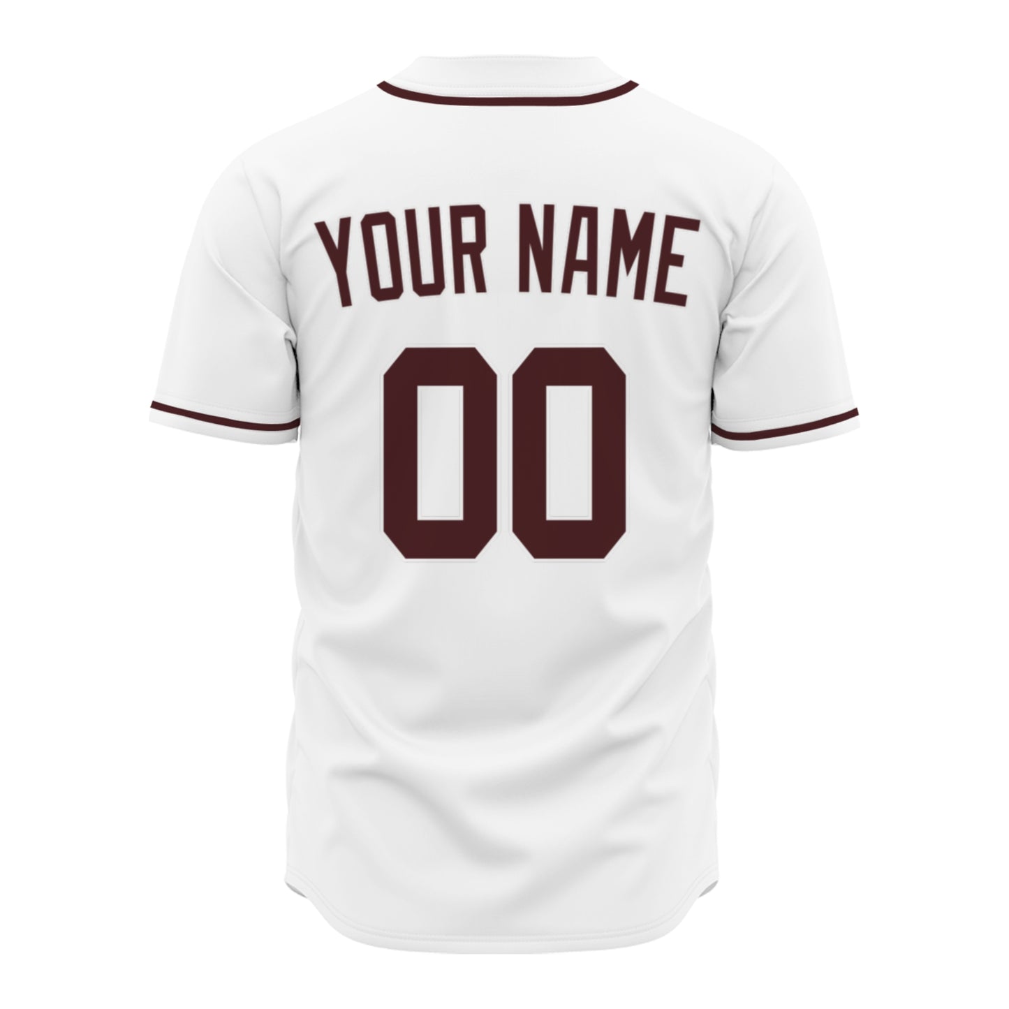 Custom Baseball Jersey - Personalized White Shirt with Maroon Accents - Full Sublimation for Men Women- Personalized Team Sportswear printed or Stitched Name Number (Size S-8XL)