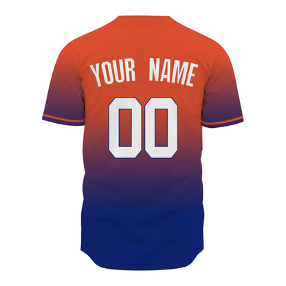 Custom Baseball Jersey - Personalized Gradient Shirt with Orange & Blue Design - Full Sublimation