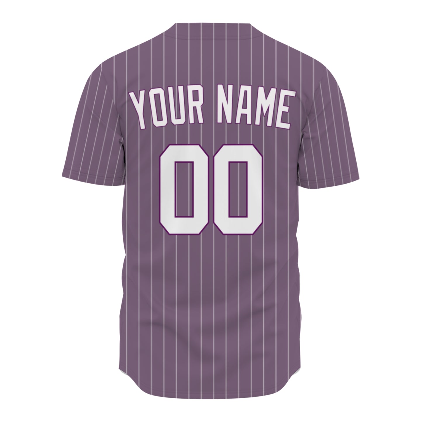 Custom Baseball Jersey - Personalized Dusty Purple Shirt with White Pinstripes - Full Sublimation