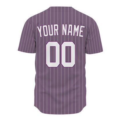 Custom Baseball Jersey - Personalized Dusty Purple Shirt with White Pinstripes - Full Sublimation