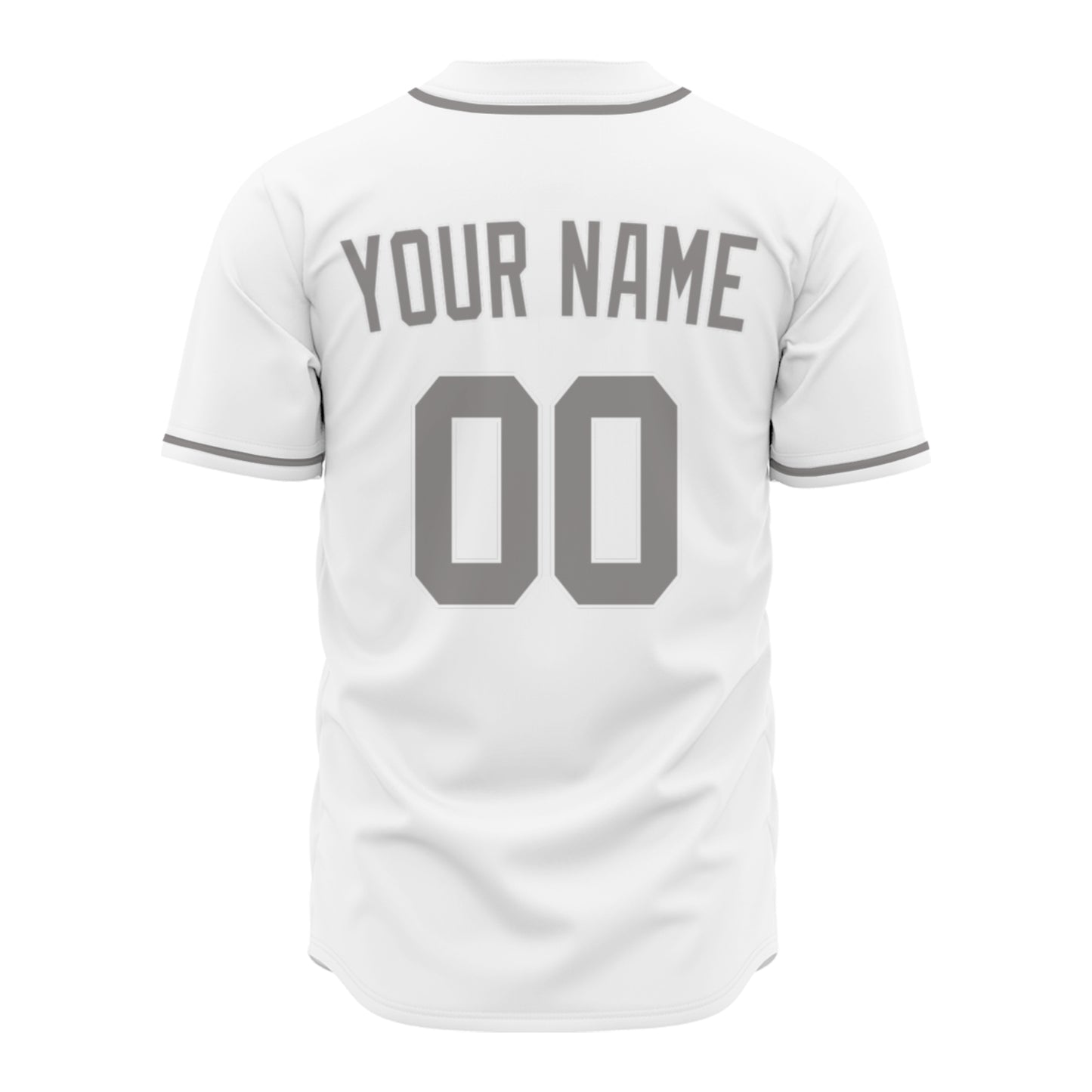 Custom Baseball Jersey - Personalized White Shirt with Grey Piping - Full Sublimation for Men Women- Personalized Team Sportswear printed or Stitched Name Number (Size S-8XL)