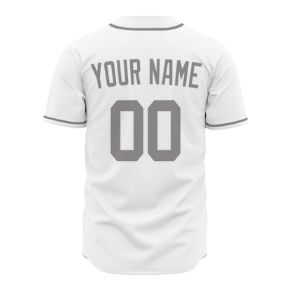 Custom Baseball Jersey - Personalized White Shirt with Grey Piping - Full Sublimation for Men Women- Personalized Team Sportswear printed or Stitched Name Number (Size S-8XL)