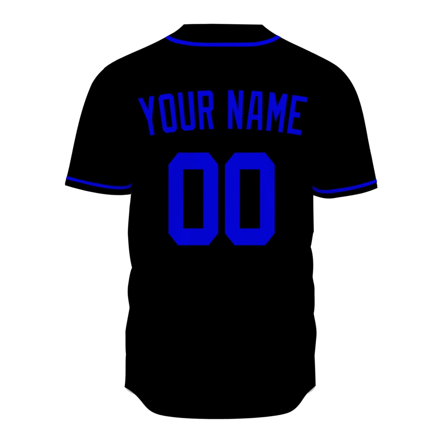 Custom Baseball Jersey - Personalized Black Shirt with Blue Piping - Full Sublimation