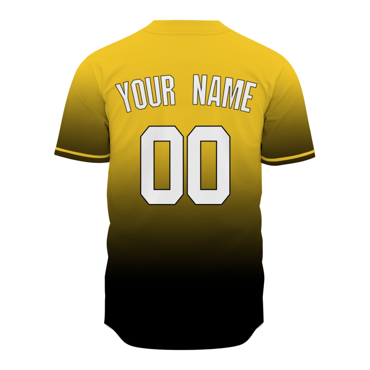 Custom Baseball Jersey - Personalized Gradient Shirt with Black & Yellow Design - Full Sublimation