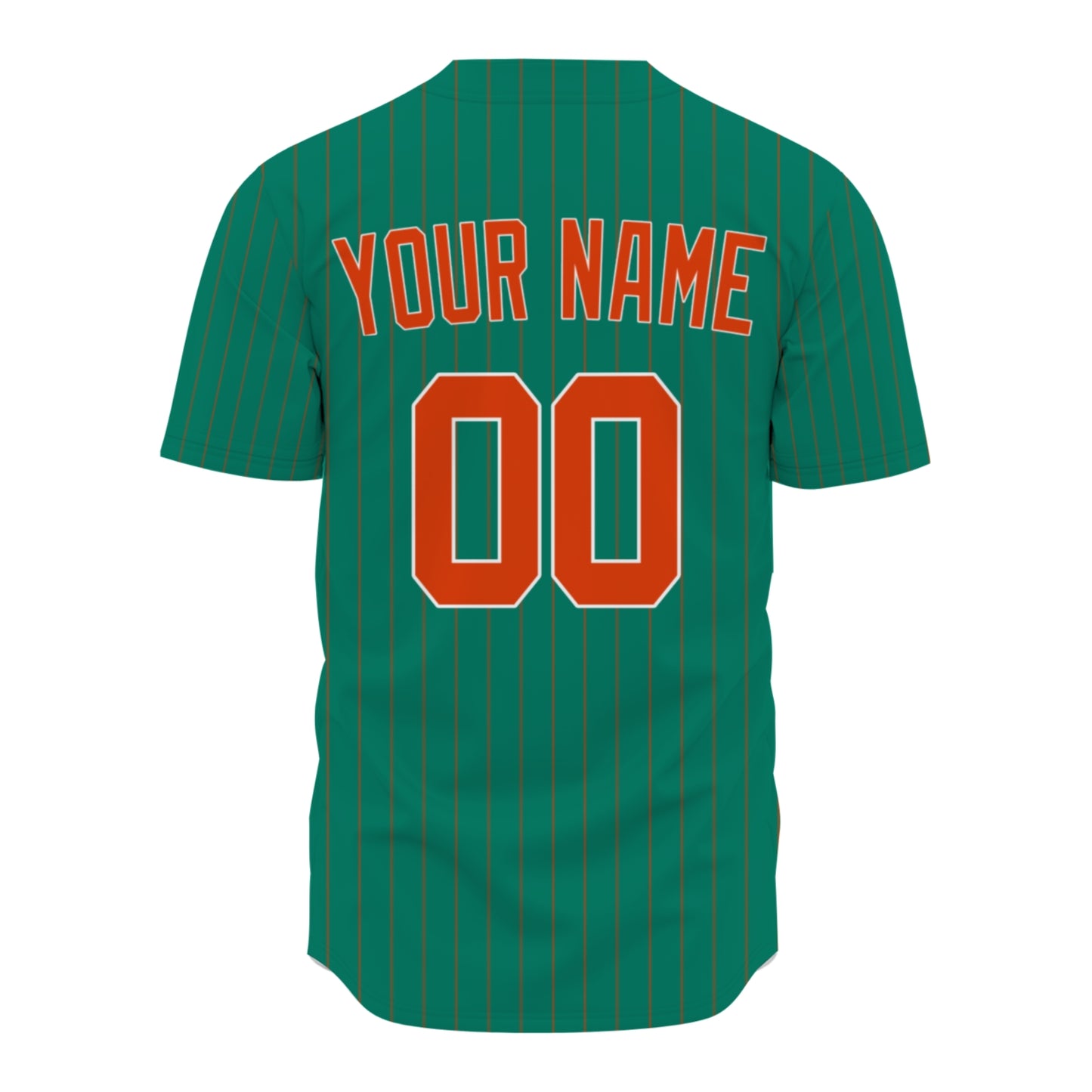 Custom Baseball Jersey - Personalized Green Shirt with Pinstripes & Orange Details