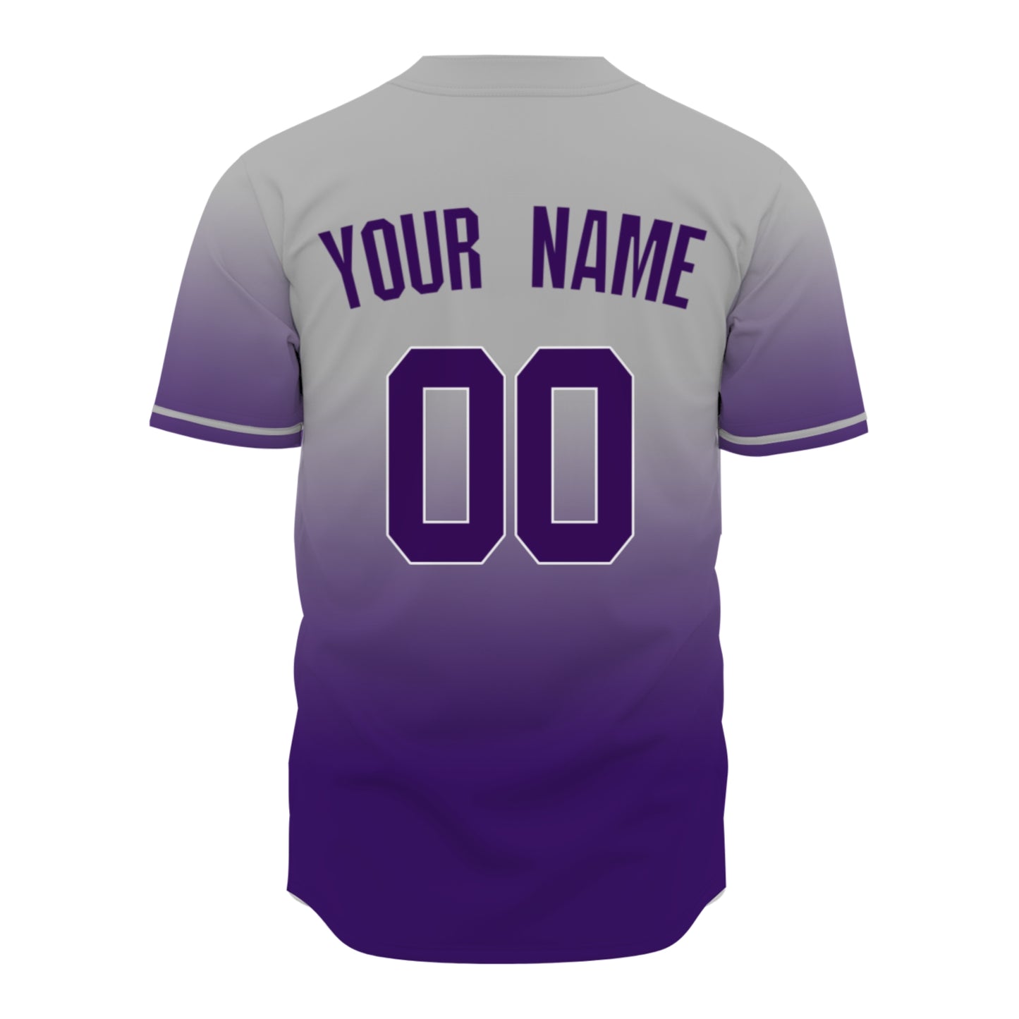 Custom Baseball Jersey - Personalized Gradient Shirt with Grey & Purple Design - Full Sublimation