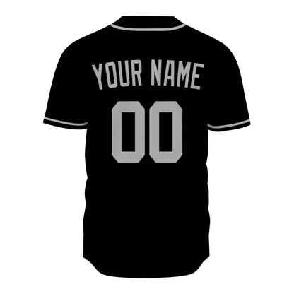 Custom Baseball Jersey - Personalized Black Shirt with Grey Details - Full Sublimation