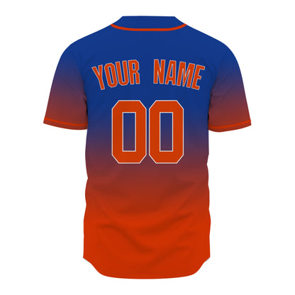 Custom Baseball Jersey - Personalized Gradient Shirt with Blue & Orange Design - Full Sublimation