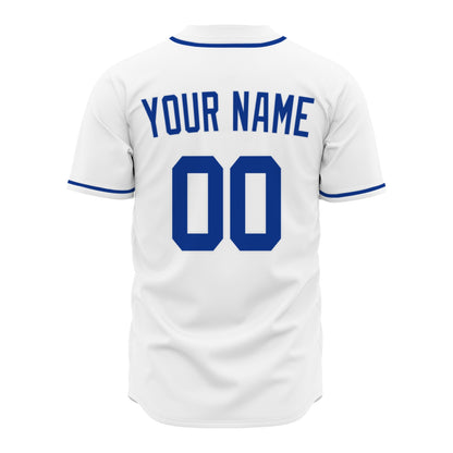 Custom Baseball Jersey - Personalized White Shirt with Royal Blue Details - Full Sublimation for Men Women- Personalized Team Sportswear printed or Stitched Name Number (Size S-8XL)