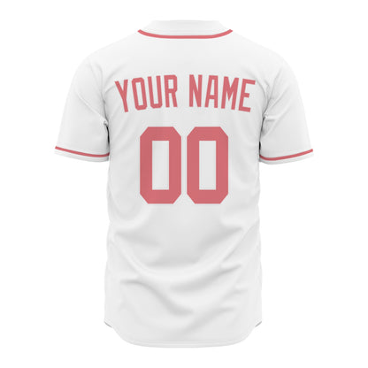 Custom Baseball Jersey - Personalized White Shirt with Soft Red Details - Full Sublimation for Men Women- Personalized Team Sportswear printed or Stitched Name Number (Size S-8XL)